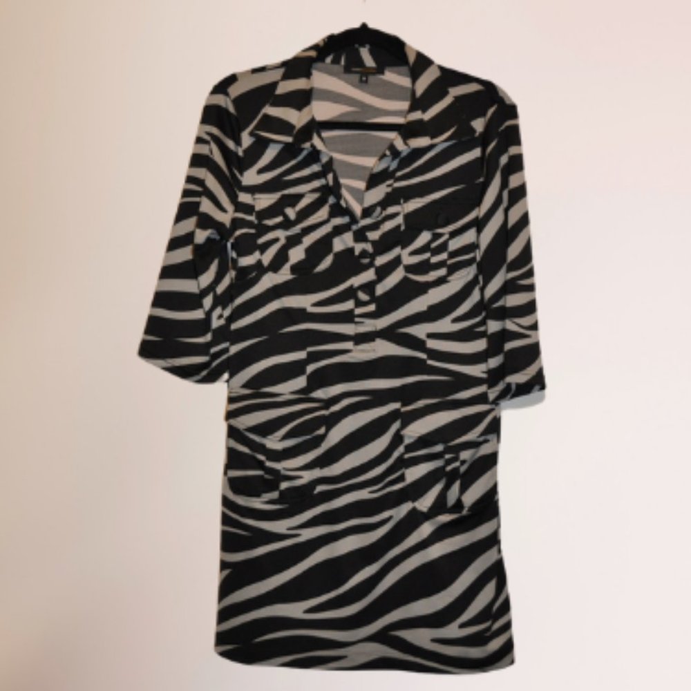 BCBG MAXAZRIA POCKET DRESS-BLACK-GREY-MED